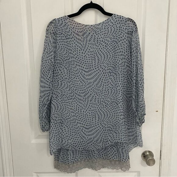 Prontomoda Giusy Printed Italian Silk Tunic Blouse Womens Size Medium - Picture 2 of 6